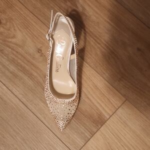 Elegant Champagne Embellished Heels by Lady Couture